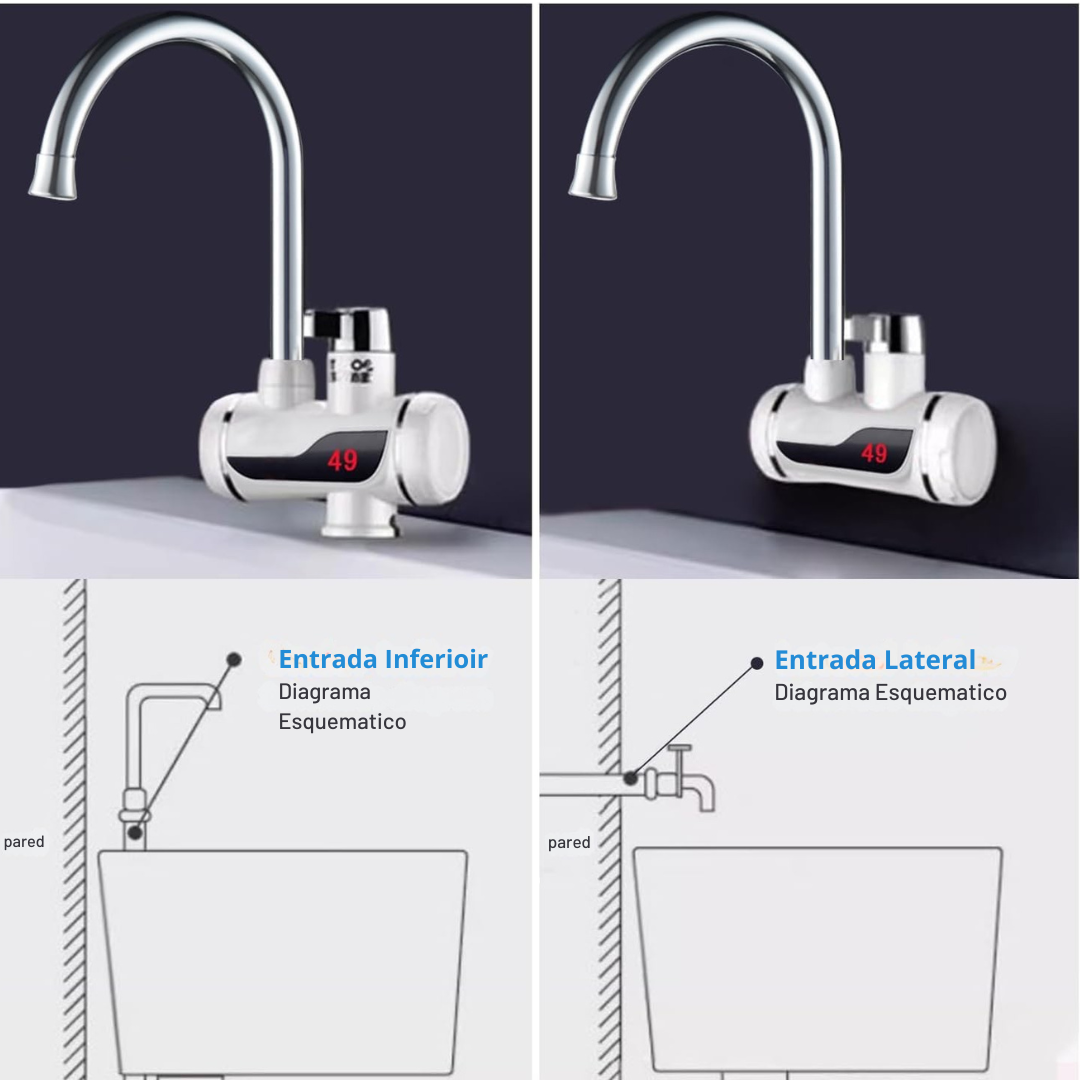 Grifo Eléctrico de Calentamiento Instantáneo con Pantalla Digital LED | Hot Water