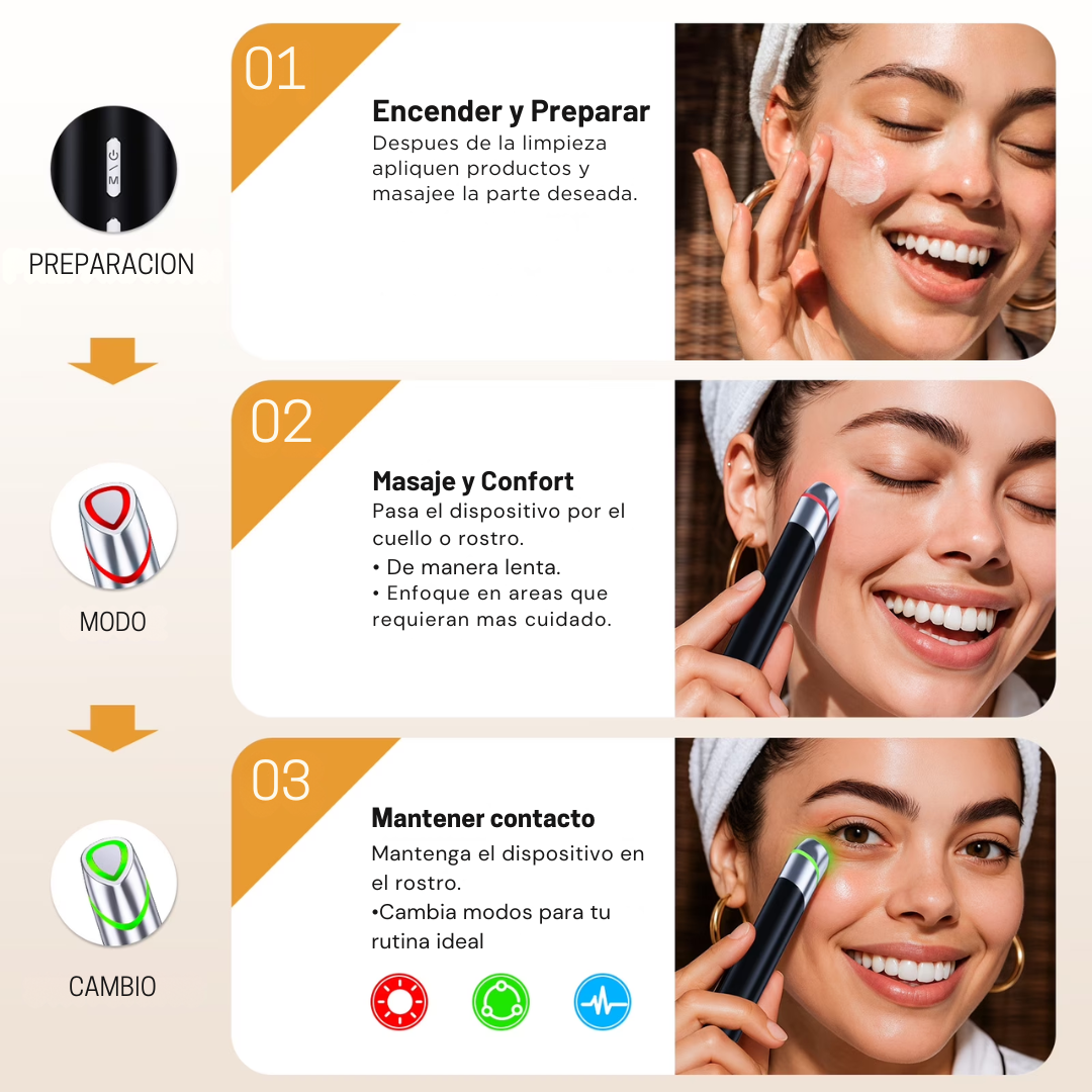 Masajeador Facial con Luz Infrarroja y Radiofrecuencia para Arrugas, Acne y Rejuvenecimiento | SkinGlow
