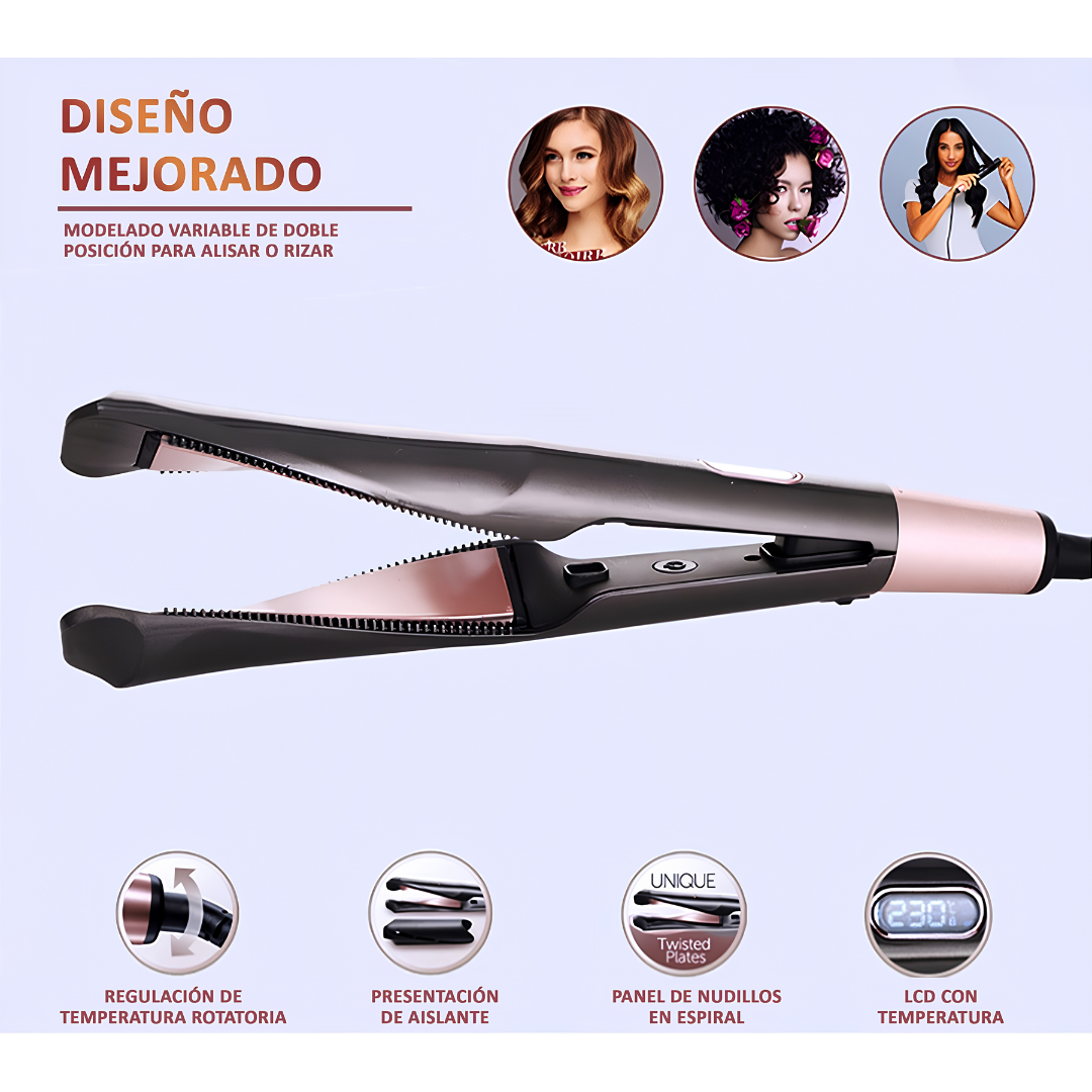Planchita y Rizador de Pelo 2 en 1 | BeautyBrush