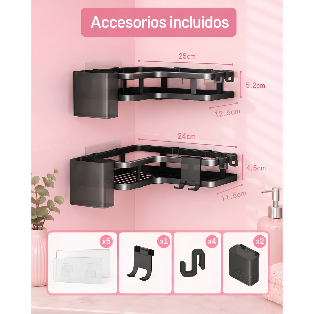 ORGANIZADOR DE ESQUINA PARA BAÑOS PACK DE 2 | SHOWER ORGANIZER