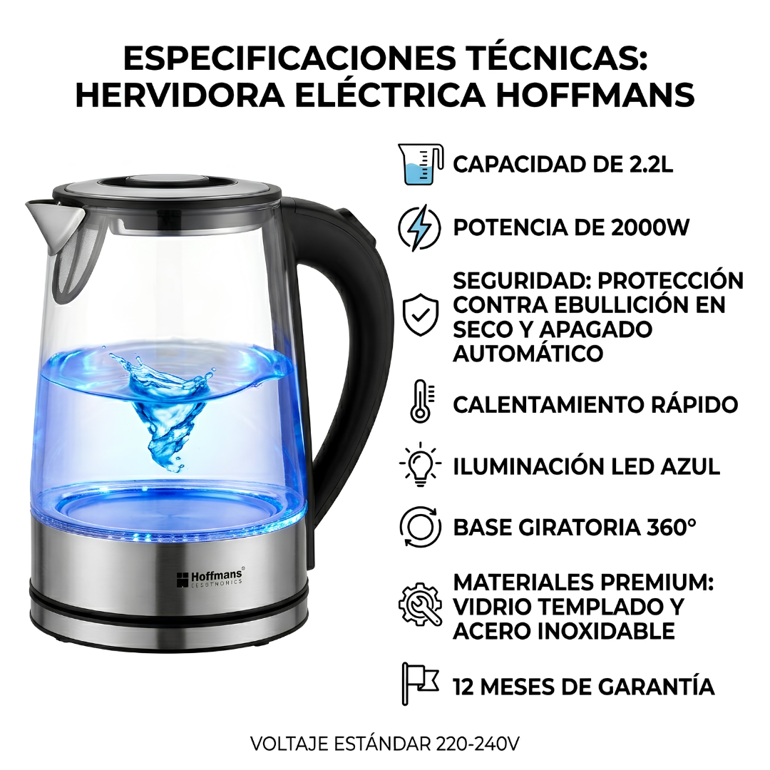 Hervidora de Agua LED Premium 2.2L | Hoffmans